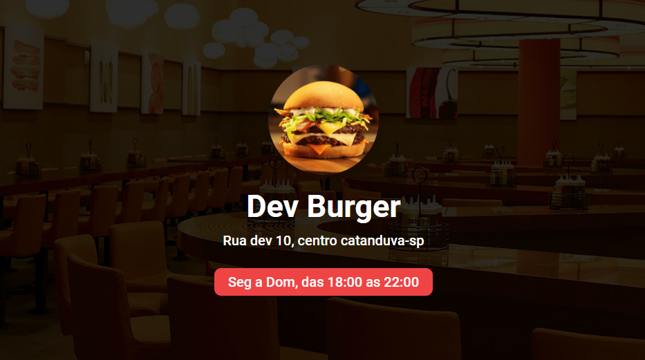 Screenshot do protótipo para hamburgueria