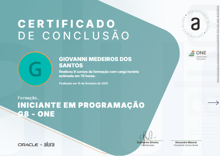 Certificado Lógica de Programação