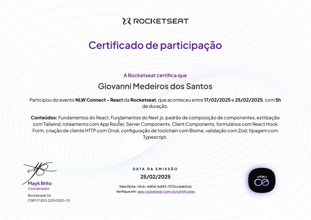 Certificado NLW